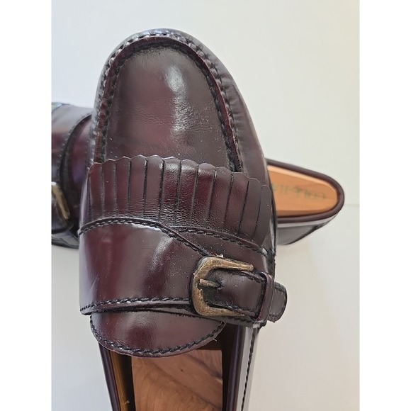 Vintage Cole Haan 8.5 Monk Strap Loafers Burgundy Leather Kiltie Dress  Shoes - Picture 4 of 14